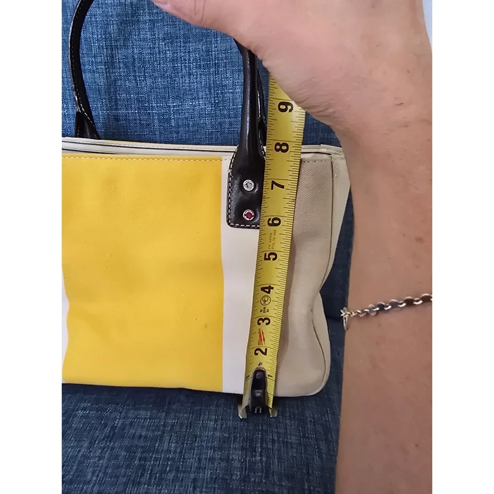 Kate Spade New York Canvas Colorblock Tote Bag Yellow Cream Green Handbag